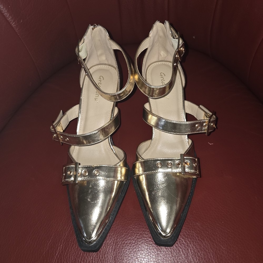 Greatonu Gold Strappy Heels